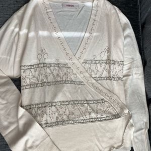 KENZO Hand Embroidery Silk Cashmere Homewear （L）